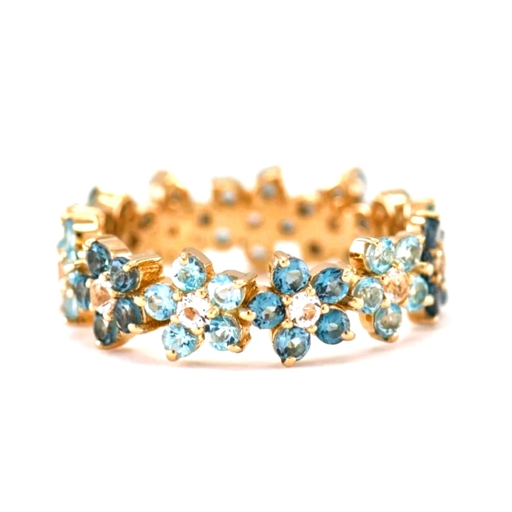 Elegant Blue Celestite Boho Alloy Gold Ring - Picture 1 of 5
